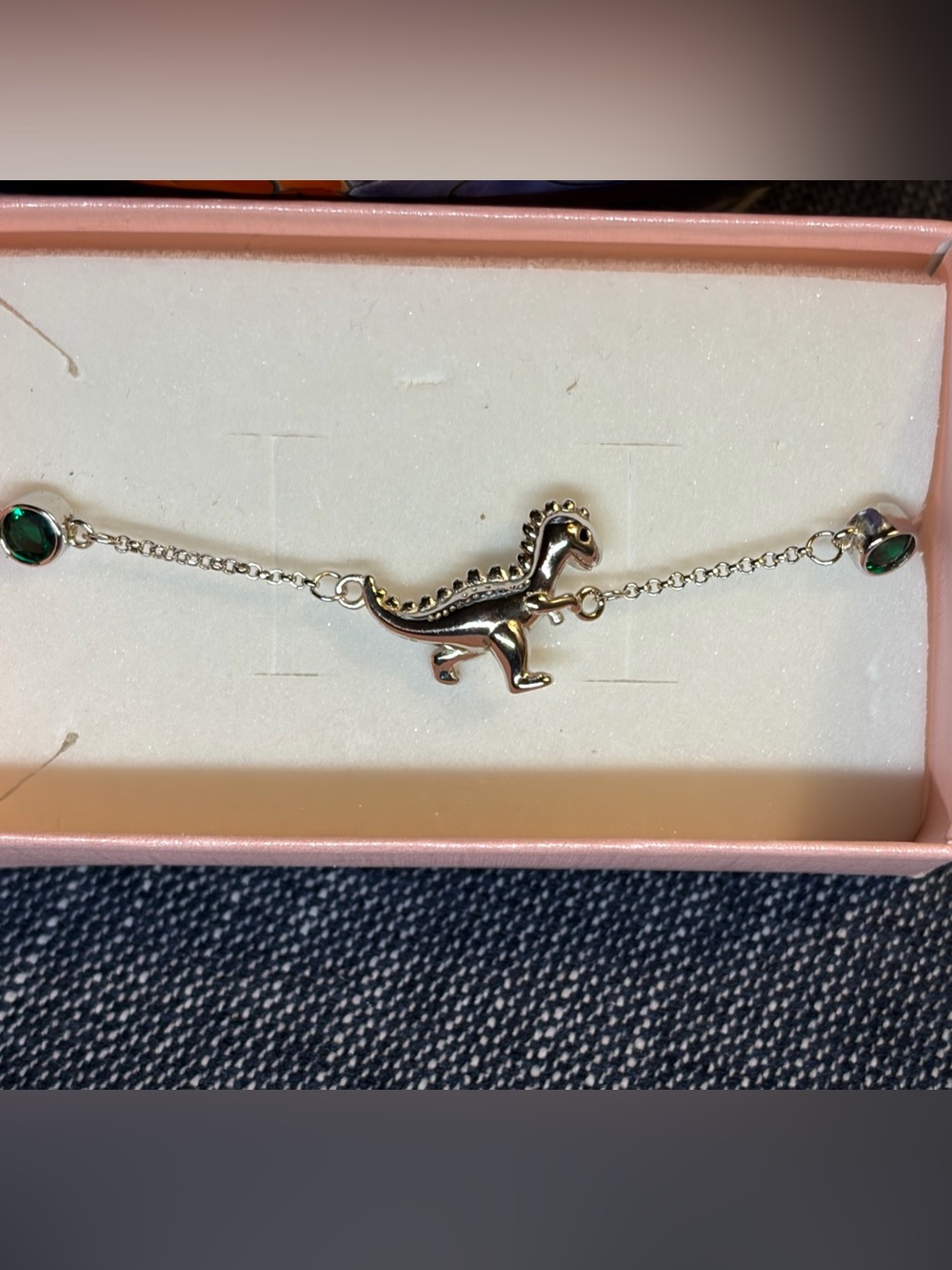 Hand Crafted  .925 Sterling Silver Dinosaur Charm Bracelet BOLO CLOSURE